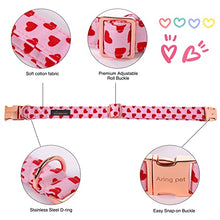 Load image into Gallery viewer, ARING PET Valentine's Day Dog Collar-Adorable Pink Heart Dog Collar with Flower, Adjustable Cotton Girl Dog Collars with Metal Buckle
