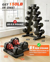 Load image into Gallery viewer, Rendpas Adjustable Dumbbells Set of 2, 5 in 1 Free Select Weight Dumbbell Set with Anti-Slip Texture Handle, Weight Set for Home &amp; Gym, Suit Both Men and Women, Red, 25 Lb, 2 Pcs

