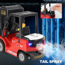 Load image into Gallery viewer, Mscredse RC Forklift with Trailer, Kids Forklift Construction Toys Set with Lift Fork &amp; Hook &amp; Flatbed (Red)
