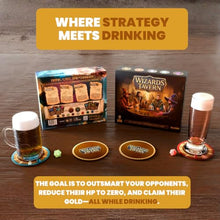 Load image into Gallery viewer, Do or Drink Wizards Tavern Strategy Drinking Card Game for Adults 21+ – Chaotic Fantasy Party Game with Spells, Dice &amp; Coasters | 2–8 Players, 170 Cards, Fun Party D&amp;D Themed Game for Hangouts
