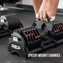 Load image into Gallery viewer, REP Fitness Adjustable Dumbbell Set - QuickDraw, Multiple Weight Ranges, Non-Slip Grip
