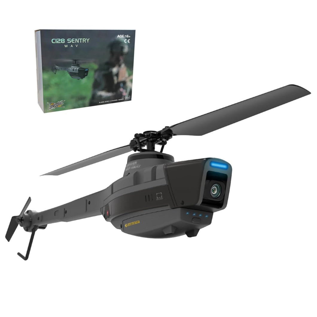 Remote Control Helicopter with 1080P Camera, 2.4G RC 4CH Reconnaissance Military Aircraft with with 6-Axis Gyro Optical Flow Positioning