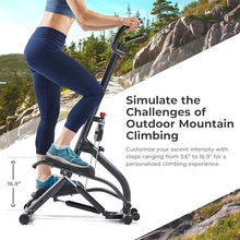 Load image into Gallery viewer, Sunny Health &amp; Fitness 16.9-Inch Mountain Climb Stair Stepper with Handlebar, SunnyFit App Trainer-Led Workouts, Low-Impact Full-Body Cardio, Compact Folding Design - SF-S021001
