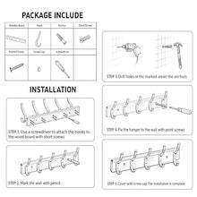 Load image into Gallery viewer, Dntorx Wall Mounted Coat Rack with 5 Hooks, 15.8 in Wooden Coat Hook Rust-Resistant Wall Hooks for Hanging Coat Bag Key Purse Towel Hook Rack for Entryway, Mudroom, Bedroom, Livingroom
