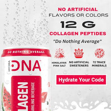 Load image into Gallery viewer, HYDRADNA- Sparkling Liquid Collagen Protein Water Drink Balanced Nutrients for Wellness - Sugar-Free - Keto-Friendly - No Gluten (12 Pack) Watermelon
