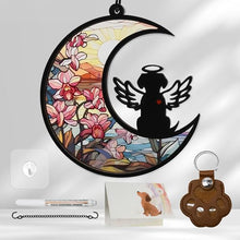 Load image into Gallery viewer, PawSailor Dog Memorial Suncatcher, Memorial Gifts with Sympathy Card &amp; Dog Fur Storage Keychain, Moon Design Gift for Loss of Pet (Flowers)
