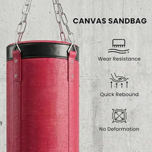Load image into Gallery viewer, Soozier Punching Bag with Stand for Adults, 72.8"-90.9" Height Adjustable Freestanding Boxing Stand with Canvas Sandbag, Stable Triangular Base and 1" Weight Plate Storage for Home Gym MMA, Red
