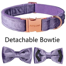 Load image into Gallery viewer, ARING PET Bowtie Dog Collar-Velvet Dog Collars with Removable Bowtie, Cute &amp;Comfortable Purple Dog Collar,X-Small.
