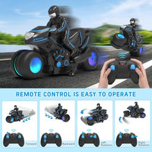 Load image into Gallery viewer, RC Motorcycle, Remote Control Motorcycle with RGB Wheels Lights - 360-degree Rotations
