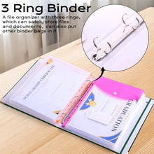 Load image into Gallery viewer, XKDOUS Important Document Organizer Folio Folders with 9 Pockets 3 Ring Linen Binder Organizer Expanding Storage Documents Holder with 9 Pockets and Labels for Papers, Files
