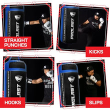 Load image into Gallery viewer, PROLAST 4Ft 135Lb XL Heavy Punching Boxing Bag for Adults, MMA, Martial Arts, Muay Thai, Kicking, Strength Training Equipment, Filled, New Edition Logo, Black and Blue
