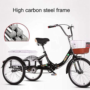 Adult Tricycle - 3 Wheel Bikes for Adults Shopping Foldable Tricycles for Adult 1 Speed 20 Inch Three Wheel Bike