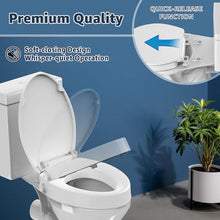 Load image into Gallery viewer, Raised Bidet Toilet Seat Elongated 18.5" – Soft Close, Dual Self-Cleaning Nozzles, Quick Release &amp; Connect, Sturdy PP, Won't Loosen, Ideal for Seniors, Elderly &amp; Limited Mobility, White
