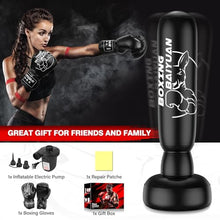 Load image into Gallery viewer, Freestanding Punching Bag for Adults Teens, Thickened Boxing Bag with Stand Kicking Bag Heavy Bag with Boxing Gloves &amp; Electric Air Pump, for Beginners Training MMA Thai Taekwondo Fitness
