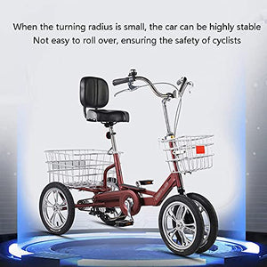 14 Inch 4 Wheel Cruiser Bike Adult Tricycle with Large Basket & Seat Backrest for Recreation Shopping Picnics Exercise Cycling Pedalling