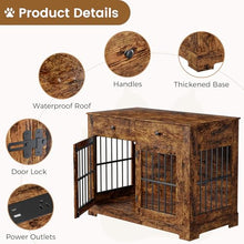 Load image into Gallery viewer, 44.5'' Dog Crate Furniture with Storage Dog Kennel w/2 Drawers, Heavy-Duty Wooden Dog House Indoor End Table Tv Stand with Charging Station Pet Cage for Small/Medium Dogs(Brown)
