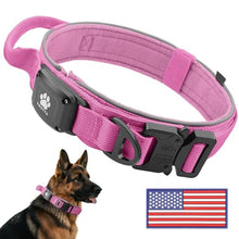 Load image into Gallery viewer, 2026 Upgrade Dog Collar with IPX8 Waterproof AirTag Holder,Military Tactical Comfortable Control Handle and Ultra-Durable Metal Buckle/Night Reflective,GPS Collar for Medium to Large Dogs（Pink/M）
