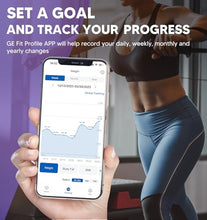 Load image into Gallery viewer, GE Smart Scale for Body Weight: 8-Electrode Digital Bathroom Scale for Weight Fat BMI Muscle Mass Full Body Composition Analyzer 50 Measurements Bluetooth Highly Accurate Weighing Machine 400lb Black
