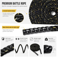 Load image into Gallery viewer, Fitvids Battle Rope 1.5Inch 2 Inch Diameter Poly Dacron 30 FT – 40 FT – 1.5-Inch, 30FT – Black
