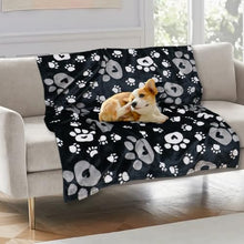 Load image into Gallery viewer, Gowyeg Dog Blanket, Soft Fleece Dog Blankets for Small Medium Dogs, Fluffy Flannel Pet Cat Puppy Blanket Mat Cover for Bed Couch, Cute Paw Print Throw Blanket for Dogs, Black, 40"X30"
