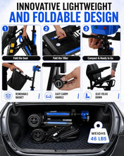 Load image into Gallery viewer, Ecomobi Light Weight Mobility Scooter for Seniors &amp; Adults, 12–30 Mile Range, Foldable Airline Approved Portable 4 Wheel Motorized Scooter with Removable Lithium Battery, 300 lb Capacity, MS02F Blue

