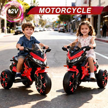 Load image into Gallery viewer, 3-Wheel Ride-On Toy Motorbike with Lighting Wheels, Music Player (Connect with Phone) and Hand Drive (RED-1)
