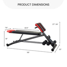 Load image into Gallery viewer, FF Finer Form Multi-Functional Weight Bench for Full All-in-One Body Workout – Adjustable Workout Bench Press for Home Gym, Fitness equipment for Back HyperExtension, Roman Chair Exercise, Sit up
