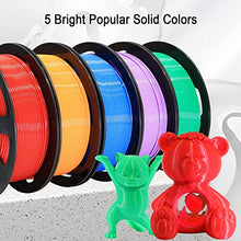 Load image into Gallery viewer, DO3D 1.75mm 5 Spools 5 Popular Colors PLA 3D Printer Filament in 1 Bundle, Red/Purple/Green/Blue/Orange, Each Spool 0.25kg, Total 1.25kg PLA 3D Printing Material, 250g x 5 Spools

