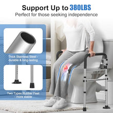 Load image into Gallery viewer, UGarden Upgraded Toilet Safety Rails 380LBS, Stainless Steel Toilet Rail Frame, Adjustable Stand Alone Toilet Support with Non-Slip Grips &amp; Suction Cups,Tool-Free Assembly, Fits for Elderly/Disabled
