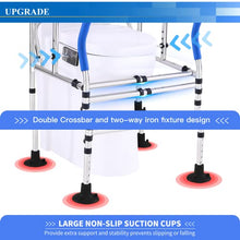 Load image into Gallery viewer, Toilet Safety Rail Frame, Heavy Duty Stand Alone Toilet Rail with Handles for Elderly Handicap, Adjustable Height &amp; Width, Double Crossbar &amp; Suction Cups, 330lbs Capacity, Fits Most Toilets
