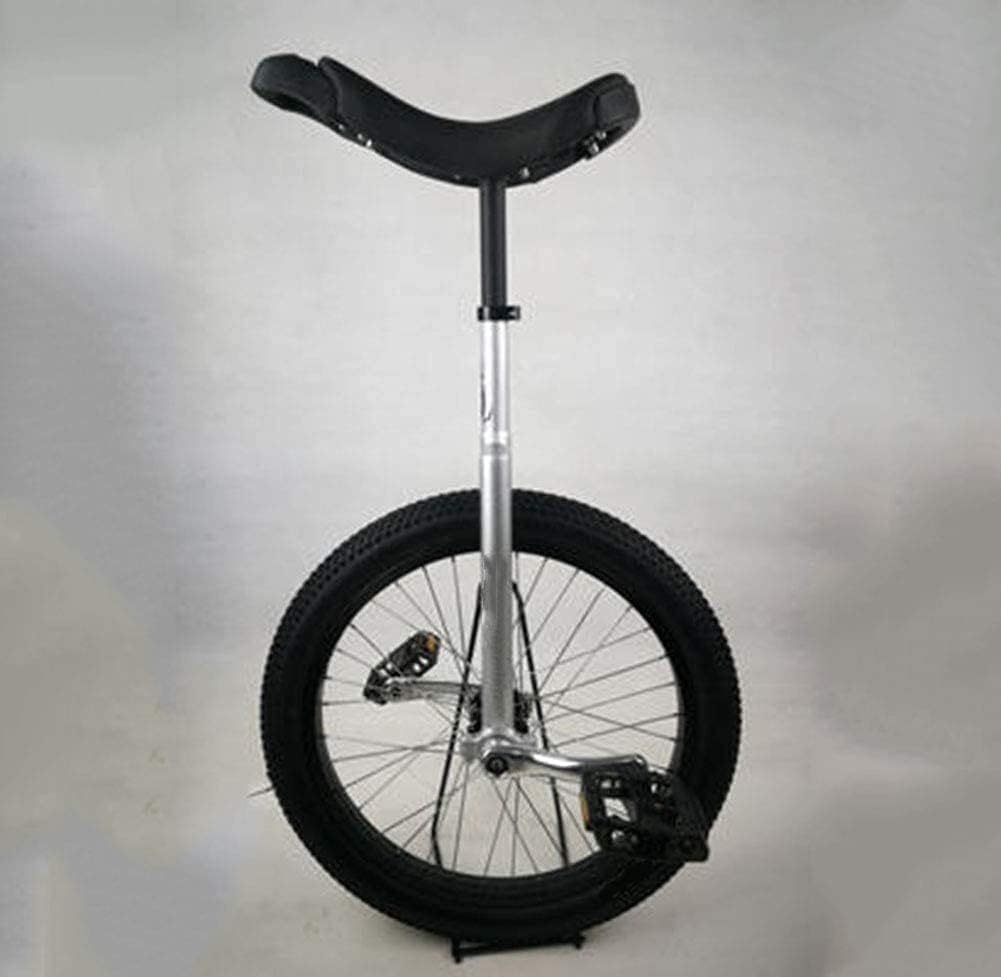Bicycle Unicycle 20 Inch Anti Slip Pedal Wheeled Training Bike Unicycle Sturdy Steel Frame, Fitness Bike (Size : Silvery)
