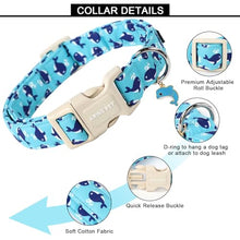 Load image into Gallery viewer, ARING PET Summer Dog Collar-Cute Blue Dog Collar for Small Dogs, Adjustable Cotton Whales Pet Collars Puppy Collar for Small Medium Large Dogs
