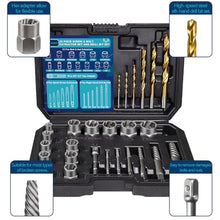 Load image into Gallery viewer, DOAHO 26 Piece Impact Bolt and Spiral Screw Extractor Set with Left Hand Reverse Drill Bit Kit for Easy Out Damaged Stripped Broken Screw Lug Bolt Nut Remove with Hex Adapter

