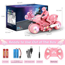 Load image into Gallery viewer, Remote Control Motorcycle for Girls with RGB Wheels Lights
