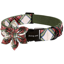 Load image into Gallery viewer, ARING PET Christmas Dog Collar, Cute Xmas Red Green Plaid Detachable Flower Pet Collar with Metal Buckle for Puppy Small Medium Large Boy Girl Dog-XS
