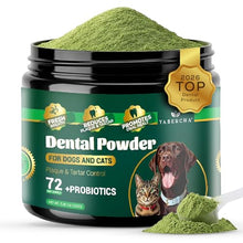 Load image into Gallery viewer, Probiotic Dog Dental Powder - Plaque Off Powder - Dog Teeth Natural Cleaning Powder - Dogs Breath Freshener - Enzymes &amp; Probiotic with Tartar and Plaque Off - Pets Tooth Cleaning- 150g/5.3 oz
