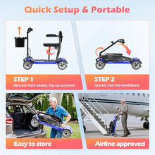 Load image into Gallery viewer, Lightweight Mobility Scooter for Adults &amp; Seniors - Cruise &amp; Airport Approved, 43lb Foldable Portable Motorized Scooters with Dual Lithium Batteries for 24.8 Miles Travel, 300lb Capacity, Blue
