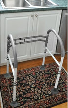 Load image into Gallery viewer, Vaunn Medical Adjustable Toilet Safety Rail for Seniors, Foldable Toilet Safety Frame for Elderly Adults, Bathroom Grab Bar Handle, Toilet Handle for Elderly &amp; Disabled, Free-Standing (Gray)
