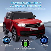 Load image into Gallery viewer, 24V Ride On Car, 2-Seater Licensed Land Rover with Parent Remote Control, 3 Speeds, Wireless Music, MP3 Player, Electric Car for Kids, Wine Red
