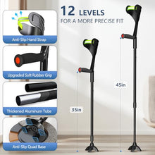 Load image into Gallery viewer, Forearm Crutches for Adults – Heavy-Duty Aluminum Arm Crutches, Adjustable Forearm Crutches with Ergonomic TPR Grip
