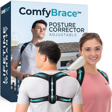 Load image into Gallery viewer, ComfyBrace Posture Corrector-Back Brace for Men and Women- Fully Adjustable Straightener for Mid, Upper Spine Support- Neck, Shoulder, Clavicle and Back Pain Relief-Breathable
