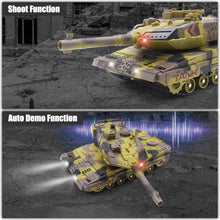 Load image into Gallery viewer, RC Tank - 2.4Ghz Remote Control Army Tank Toys with Auto Demo Sound Light Smoke
