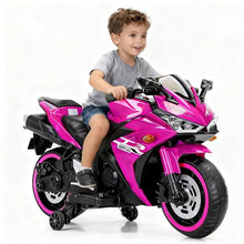 Load image into Gallery viewer, 12V Electric Ride On Motorcycle for Kids, Training Wheels, Full Hand Drive Motorbike Toy, Perfect for Boys and Girls (3-8 Yrs) (Pink)
