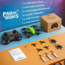 Load image into Gallery viewer, V995 Mini Drone for Kids and Beginners, Indoor Outdoor Quadcopter Plane for Boys Girls
