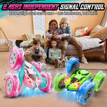 Load image into Gallery viewer, Hamdol Pink RC Car for Girls Age 6+, 360° Rotating Stunt Remote Control Vehicle with LED Lights
