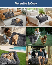 Load image into Gallery viewer, blunique Calming Extra Large Dog Bed for Couch, 45 x 37 inch Removable Couch Cover for Dogs Washable, Non-Slip Fluffy Plush Dog Sofa Mat for Furniture Protector - Dark Grey
