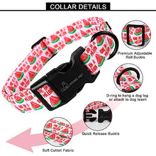 Load image into Gallery viewer, ARING PET Summer Dog Collar - Cute Watermelon Pattern for Small to Large Dogs, Adjustable Soft Cotton Girl Collars
