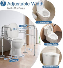 Load image into Gallery viewer, HOMLAND Toilet Safety Rails for Seniors, Adjustable Height &amp; Width 350lb Toilet Handles for Elderly and Disabled, Foldable Toilet Safety Frame, Fit Any Toilet
