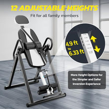 Load image into Gallery viewer, YOLEO Gravity Heavy Duty Inversion Table with Headrest &amp; Adjustable Protective Belt Back Stretcher Machine for Pain Relief Therapy (White)
