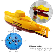 Load image into Gallery viewer, Tipmant Mini RC Submarine Toy -Yellow
